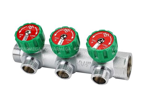 VARMEGA Коллектор регулирующий 3/4" на 3 выхода 3/4" ЕК, хром, купить ...