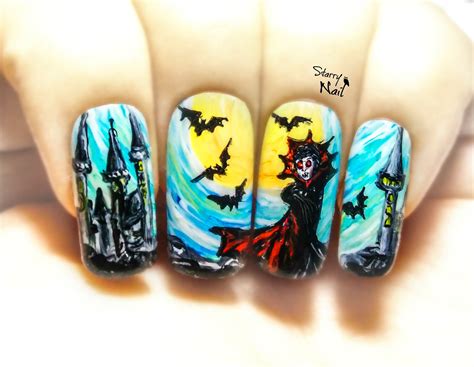 Dracula ⎮ Vampire Nails ⎮ Halloween Freehand Nail Art Tutorial