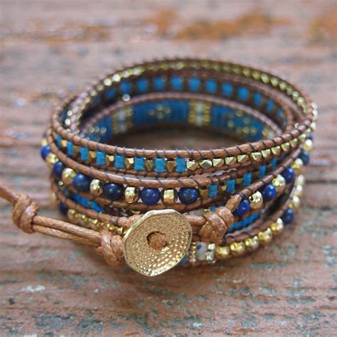 Lapis Mix Wrap Bracelet Boho Bracelet Bohemian Bracelet Etsy