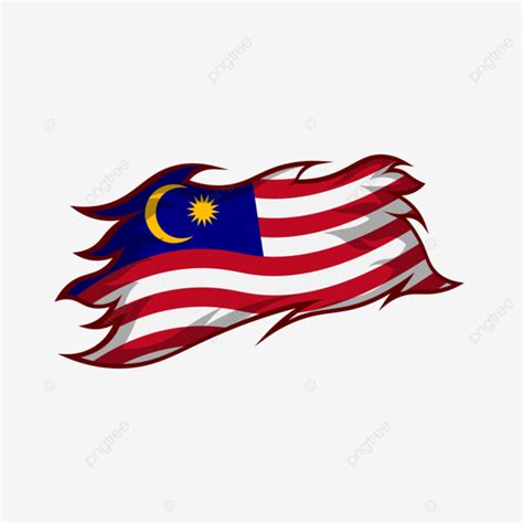 Vector Illustration Of Malaysian Flag With Torn Ornament Malaysian