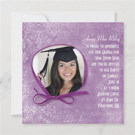 Graduation Ribbon Frame Invitation | Zazzle | Invitations, Graduation party invitations ...