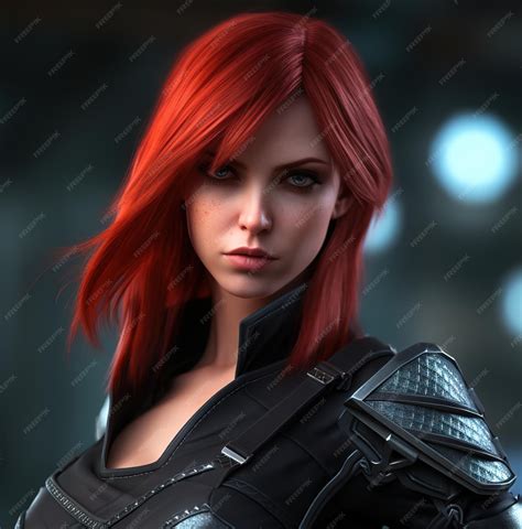 Premium Photo A Woman With Red Hair And A Black Cape Is Standing In Front Of A Black Background