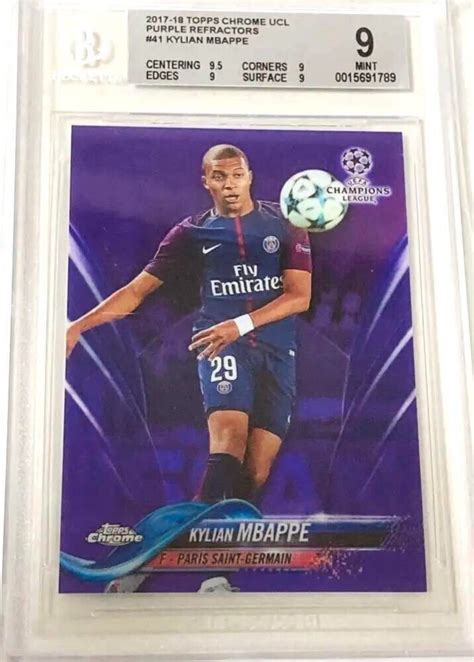 Kylian Mbappe 250 Rookie Bgs 9 Rc 2017 18 Topps Chrome Purple