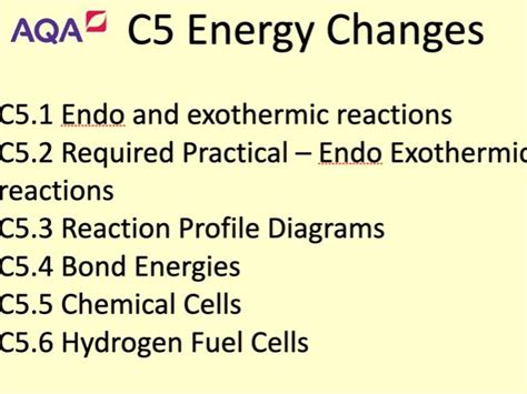 C5 1 Endothermic And Exothermic Reactions Teaching Resources