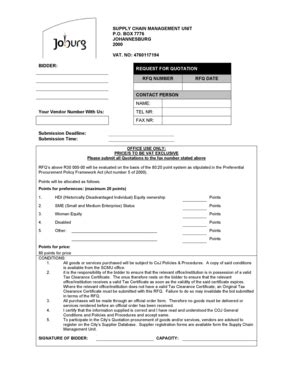 Fillable Online Joburg Archive Co Quotations General Form Doc