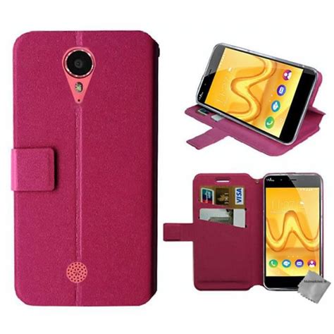 Housse Etui Portefeuille Pour Wiko Tommy Film Ecran Rose