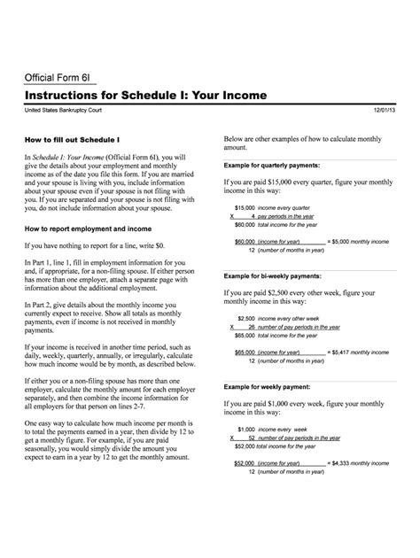 Fillable Online Caeb Uscourts Schedule I Current Income Of Form Fill