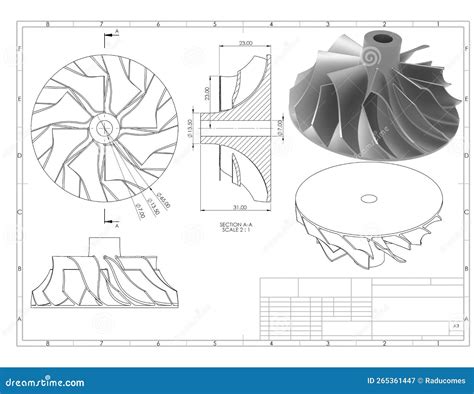 3d Rendering Design A Turbo Impeller Concept Stock Illustration