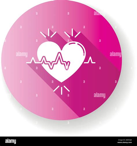 Corazón rosa plano diseño largo sombra glifo icono Frecuencia del