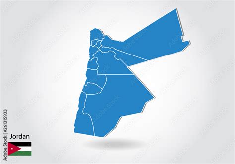 Jordan Map Design With 3d Style Blue Jordan Map And National Flag