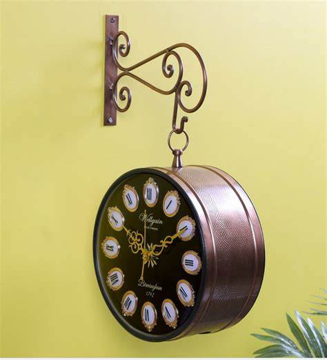 Buy Wrought Iron 12 Inch Double Sided Hanging Clock Antique Two Sided Vintage Victoria Platform