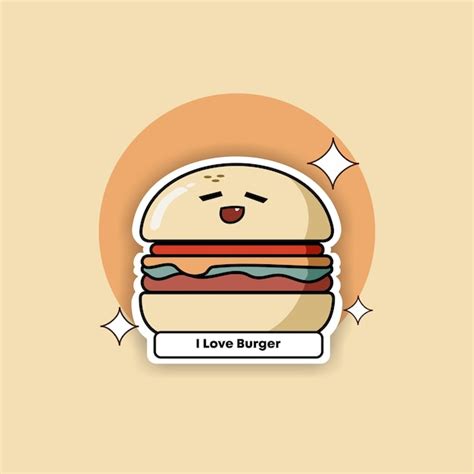 Premium Vector A Hand Drawn Cartoon Of A Burger With The Words I Love