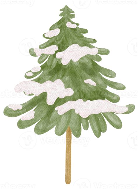 Christmas Pine Tree Covered With Snow Illustration Watercolor 12162990 PNG