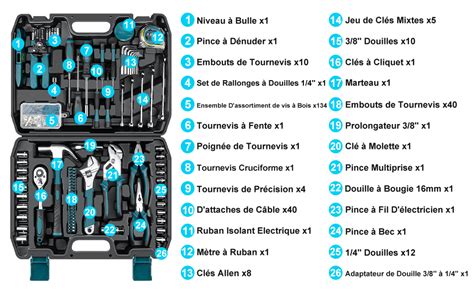 Sundpey Boite A Outils Complete Pi Ces Caisse A Outil Pour Hommes