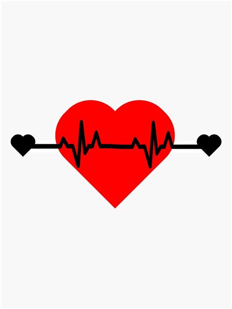 Heart With Pulse Ecg Ekg Wave Heart With Heartbeat Sticker Beating