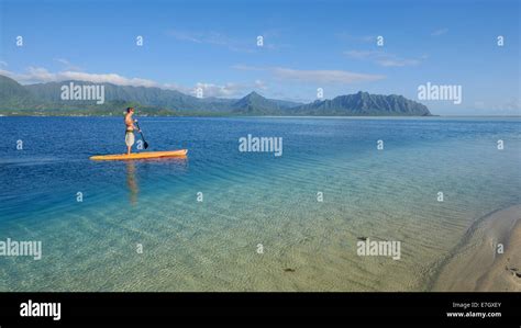 Sandbar Kaneohe Bay Oahu Hawaii Stock Photo Alamy