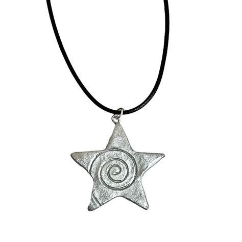 Star Spiral Necklace ★ 🪲 Silver Handmade Leather Depop