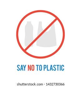 Set No Plastics Sign Environmental Problem Stock Vector Royalty Free