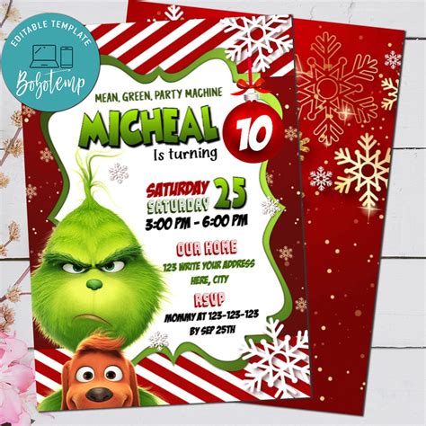 Free Printable Grinch Invitations - Printable Word Searches