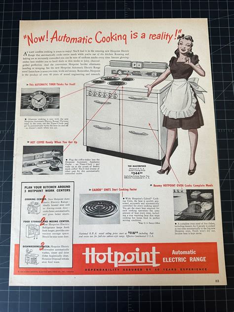 Vintage 1946 Hotpoint Electric Ranges Print Advertisement Etsy