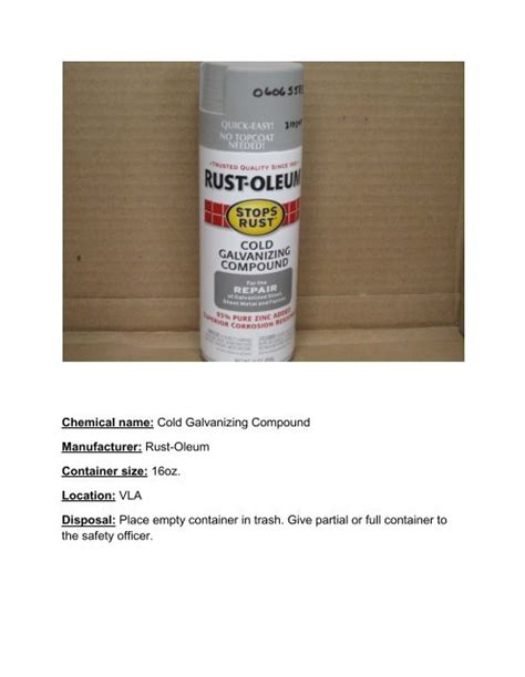 Rustoleum cold galvanizing compound