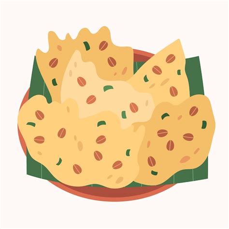 Imagen Vectorial De Comida Tradicional Indonesia De Rempeyek Vector