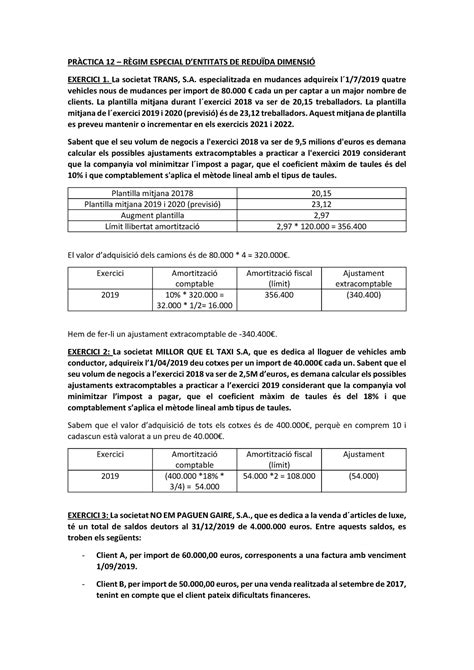 Pràctica 12 resolta PRÀCTICA 12 RÈGIM ESPECIAL DENTITATS DE