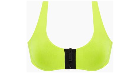 Dsquared Zip Front Brassiere Bikini Top Neon Yellow Lyst