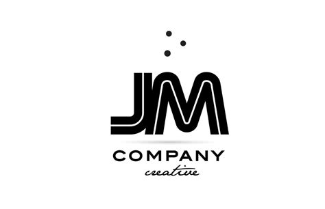 JM black and white combination alphabet bold letter logo with dots ...