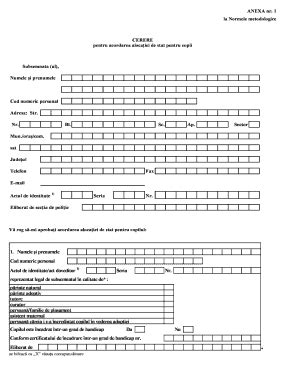 Fillable Online Primariasovata ANEXA Nr 1 La Normele Metodologice