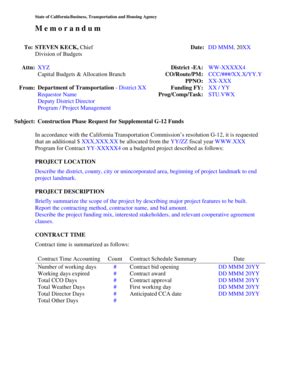 Fillable Online Dot Ca Construction Phase Request For Supplemental G