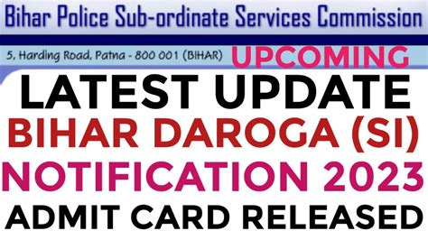 Bpssc Latest Update Bihar Daroga Si Notification Date Bihar