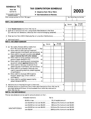 Fillable Online Revenue Ky Schedule Tc Tax Computation Schedule Form