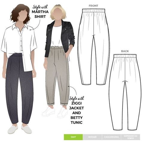 Women S Pant Pdf Sewing Pattern Bob Woven Pant Size Etsy