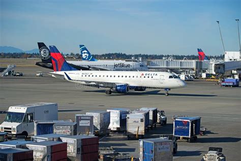 Busy Day At The Terminall Gates Delta Alaska Airlines And Jetbllue