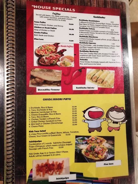 Menu at Monterrey Mexican Restaurant, Greeneville, Tusculum Blvd