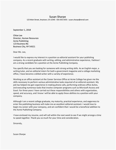 Sample Cover Letters For A Recent College Graduate Sample Cover Cover Letter Cover Letter Sample