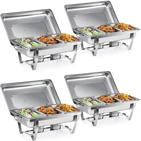 Wilprep 8QT 3 Pan Stainless Steel Rectangle Chafing Dish Buffet