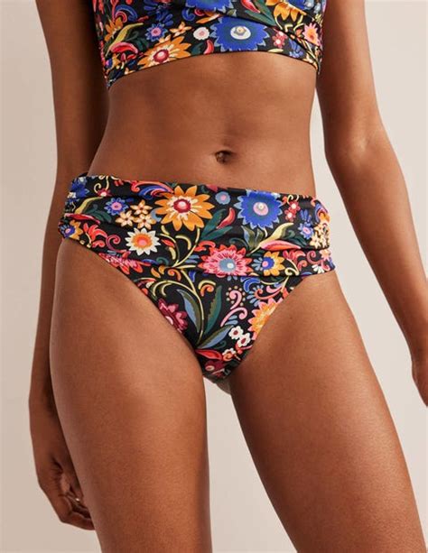 Classic Fold Bikini Bottoms Black Gardenia Pop Boden UK