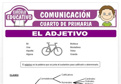 El Adjetivo Y Sus Clases Para Cuarto De Primaria Fichas GRATIS