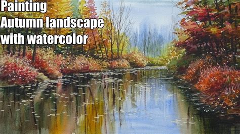 Painting Tutorial How To Draw Autumn Landscape With Watercolor Speed