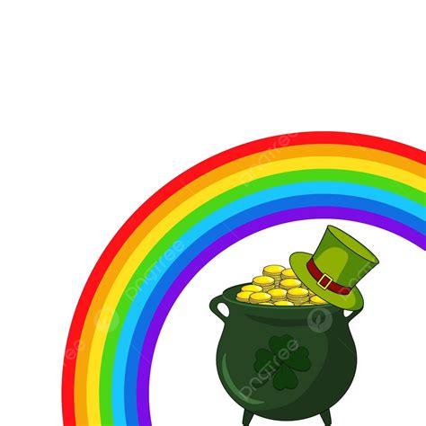 St Patricks Day Background With Rainbow Cauldron And Hat Vector