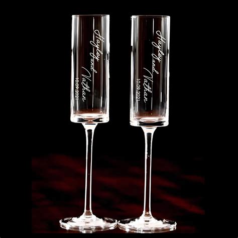 Fl Te Champagne Personnalis E Avec Nom Grav Au Laser Cadeau Pour Couple