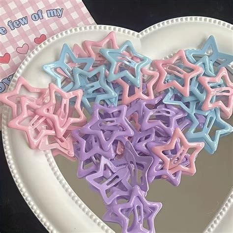 10pcs Set Y2k Star Hair Clips Pentagram Bb Clips Snap Clips Side Clip