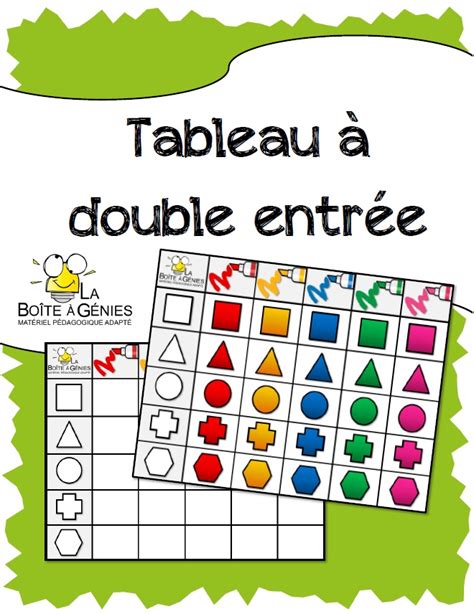 Tableau à double entrée La Boîte à Génies