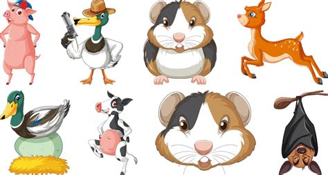 Set of various animals cartoon characters 11470818 Vector Art at Vecteezy