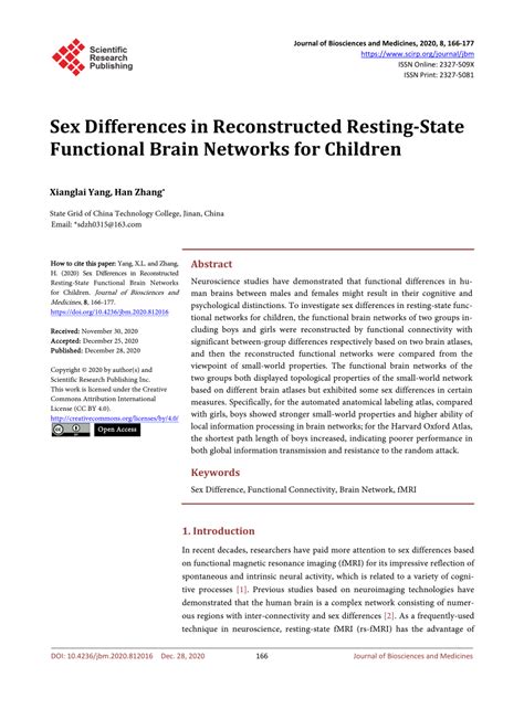 Pdf Sex Differences In Reconstructed Resting State Functional Brain