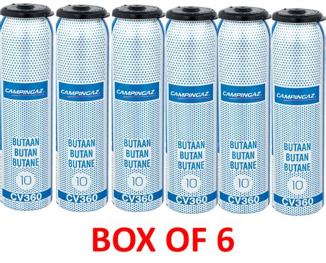 Box Of Six Campingaz Cv Resealable Disposable Butane Gas