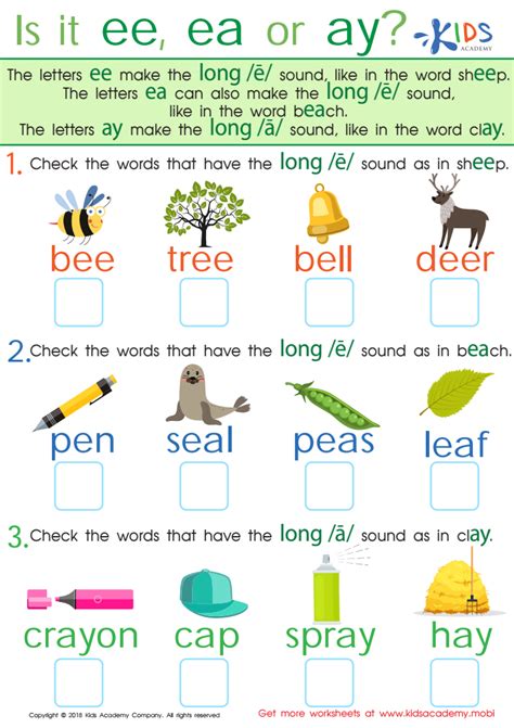 Ee And Ea Words List