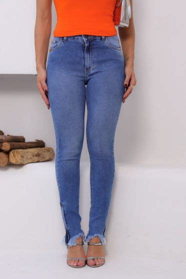 Cal A Jeans Flare Barra Normal Feminina Revanche Portuense Azul